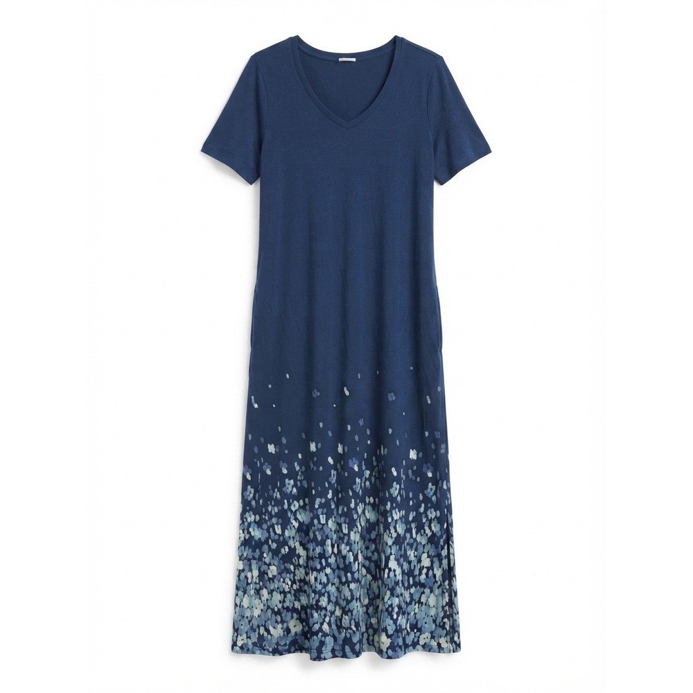 Pure Jill M Maxi Dress Cotton Pockets Stretch Boho Floral Casual Long